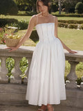 White Spaghetti Strap Midi Dress