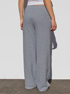 Wide-Leg Striped Drawstring Elastic Casual Sweatpant
