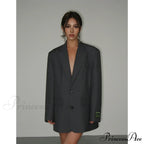 Wide Shoulder Casual Loose Classic Lady Chic Stylish Blazer