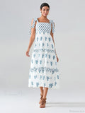 Wide Straps Flowy Floral Bohemian Beach Frill Trim Square Neck A-Line Dress