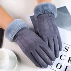 Winter Fur Full Finger Windproof Driving Outdoor Screen Women Glove