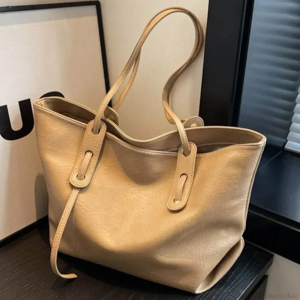 Winter Leather Tote Shoulder Bag for Women