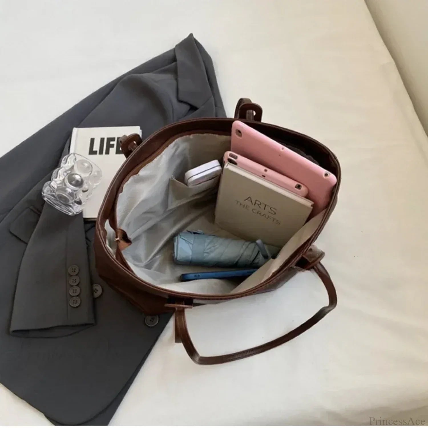 Winter Leather Tote Shoulder Bag for Women