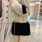 Winter Plush Fluffy Small Square Crossbody Handbag
