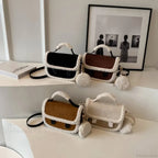 Winter Plush Small Square Crossbody Handbag