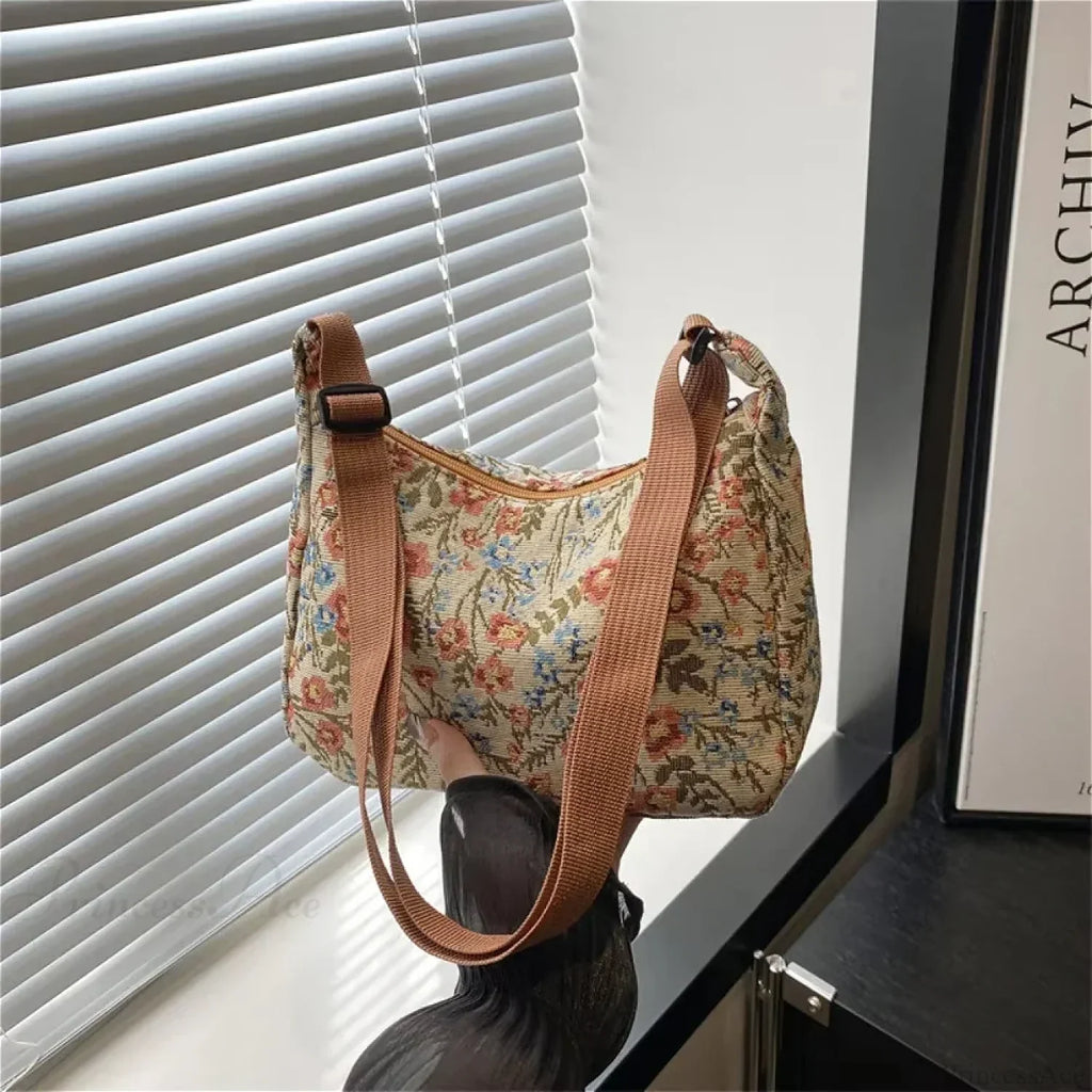 Winter Prints Crescent Cloth Crossbody