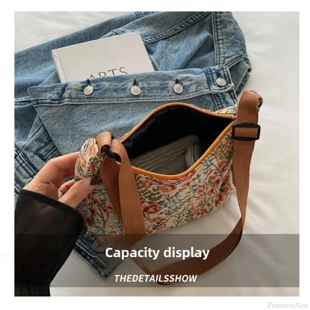 Winter Prints Crescent Cloth Crossbody