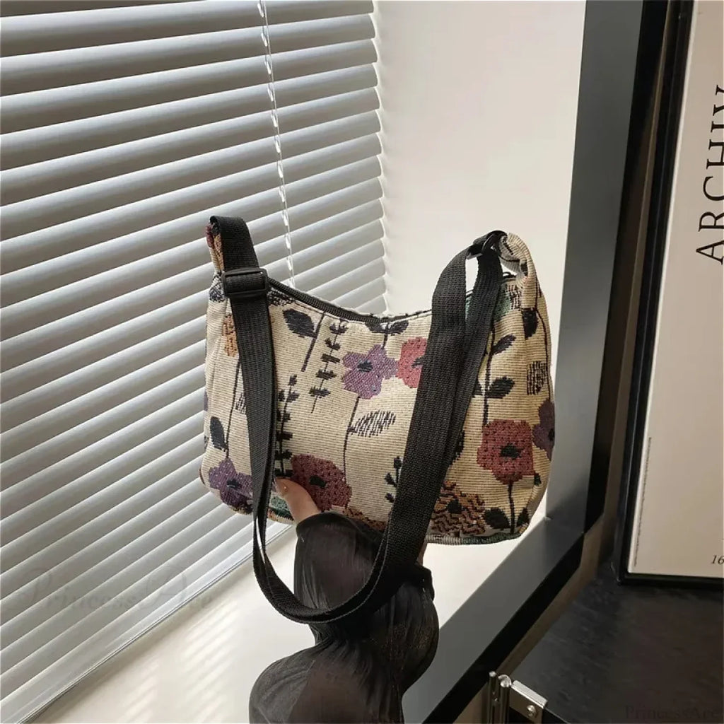 Winter Prints Crescent Cloth Crossbody