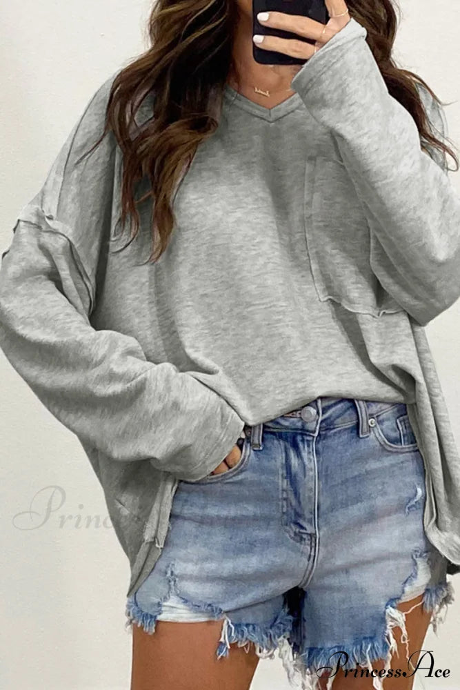 with - Arm Oversized Top Pockets Drop Gray