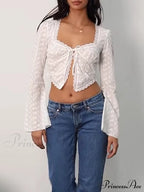 with Brief Long Top Hollow Women's Lace-Up Cardigan Irregular Sleeves