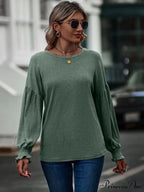 with Neck Dropped Flounce Round Arm and T-Shirt Shoulder