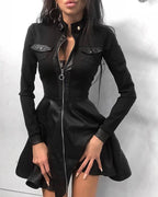 Mariana Exclusive Leather Mini Dress with Zip Fastening Designer Edit