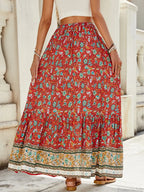 Women Boho Maxi Skirts Button Down Floral A-line Hippie Chic