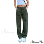 Women Denim Army Green Black Brown Solid Color Casual Fashion Chic Female Cool Girls Streetwear Jeans