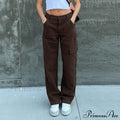 Women Denim Army Green Black Brown Solid Color Casual Fashion Chic Female Cool Girls Streetwear Jeans