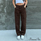 Women Denim Army Green Black Brown Solid Color Casual Fashion Chic Female Cool Girls Streetwear Jeans