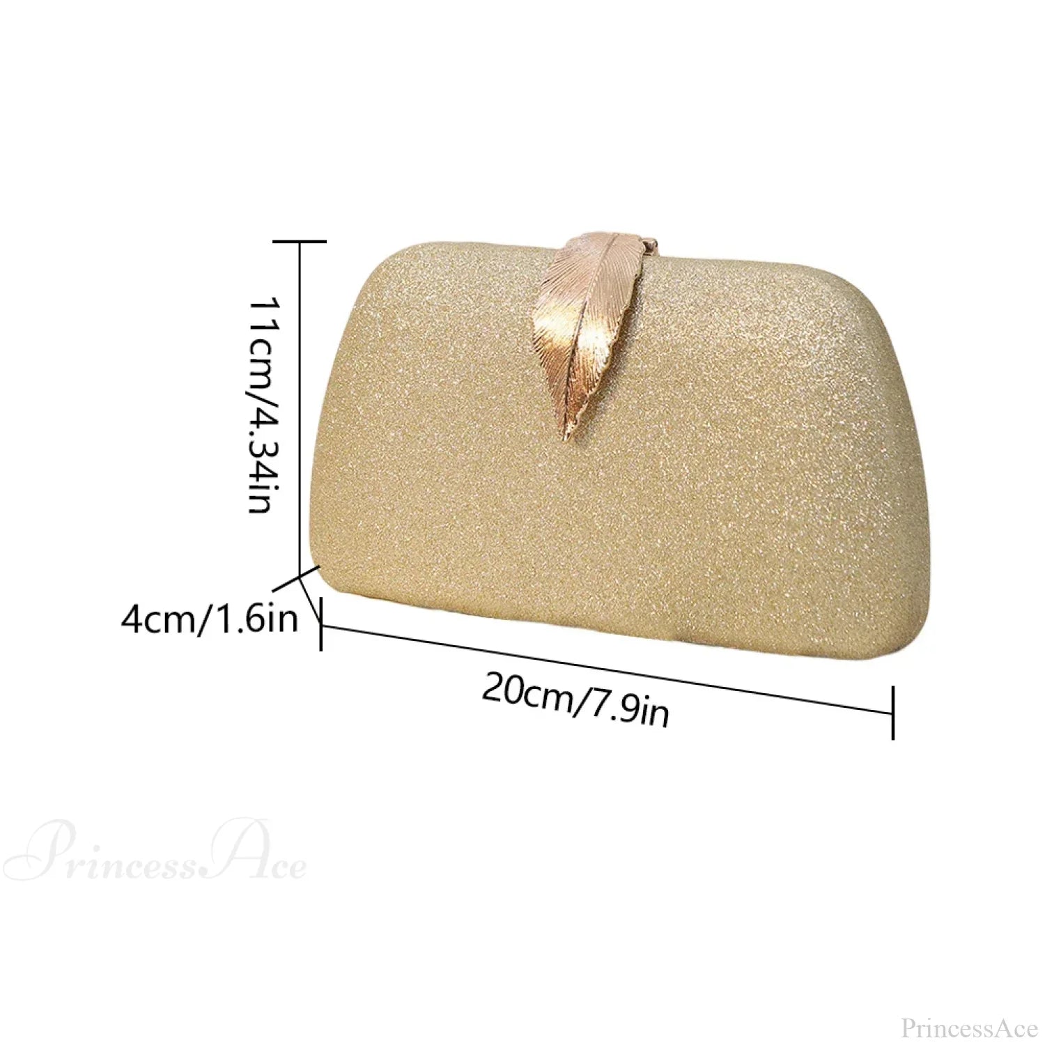 Women Leaf Design Clutch Bag Bling Chain Purse