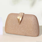 Women Leaf Design Clutch Bag Bling Chain Purse