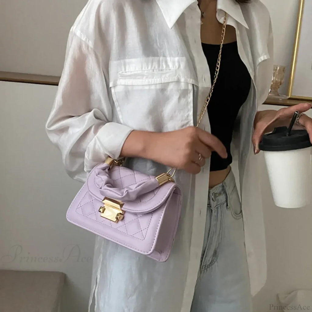 Women PU Leather Designer Crossbody Chain Handbag