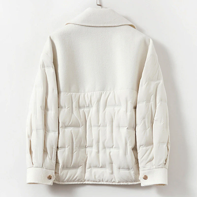 Women__ Down-Filled Wool Jacket with Lapel Collar