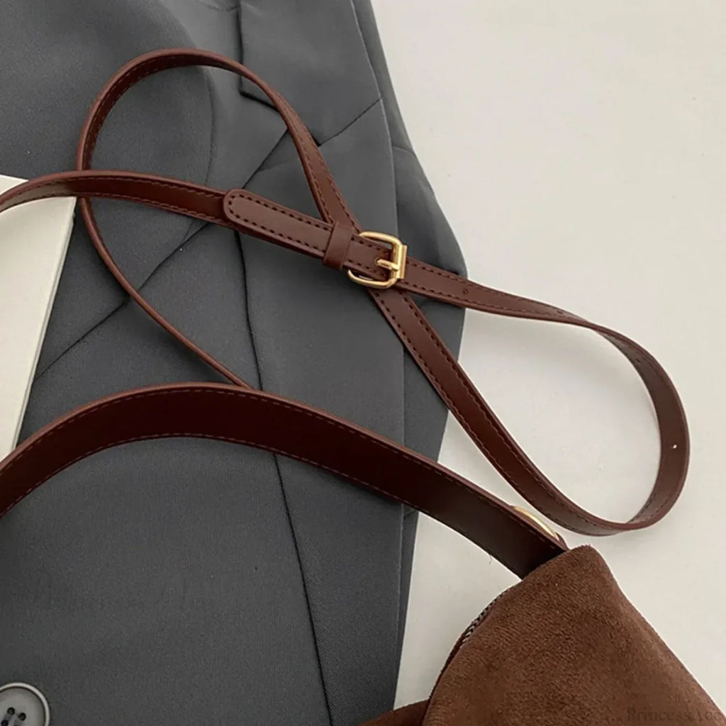 Women Suede Adjustable Crossbody Handbag