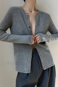 Women's Casual Solid Round Neck Cardigan