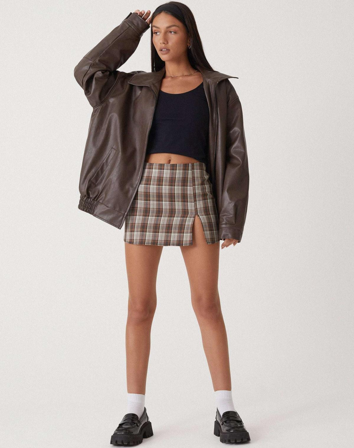 | Women’s Oversized Leather Bomber Jacket