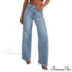 Women's Denim High Waist Fashion Wide Leg Pants Trousers Autumn Tide Straight Pants De Mujer Frayed Hem Jeans