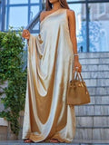 Solid One Shoulder Irregular Dress