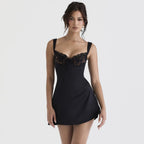 Love At First Sight Lace Satin Mini Dress