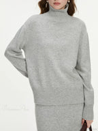 Wool Gray Turtleneck Sweater Skirt Sweater