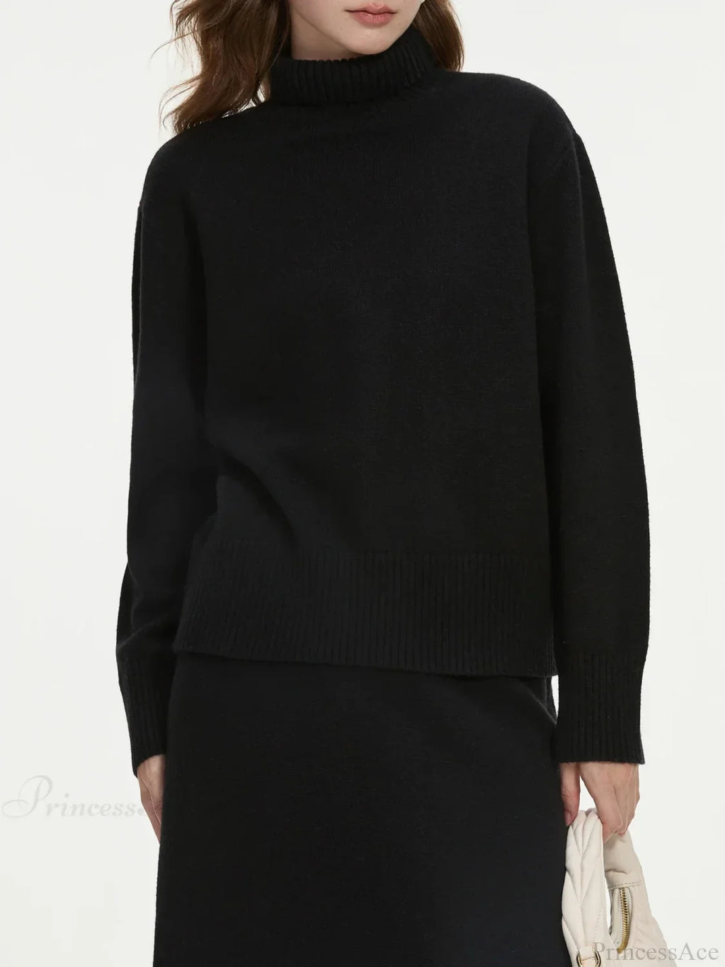 Wool Gray Turtleneck Sweater Skirt Sweater