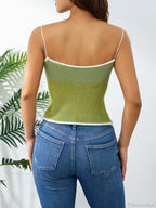 Wool Knitted Contrast Tie-up Spaghetti Strap 90s Crop Top