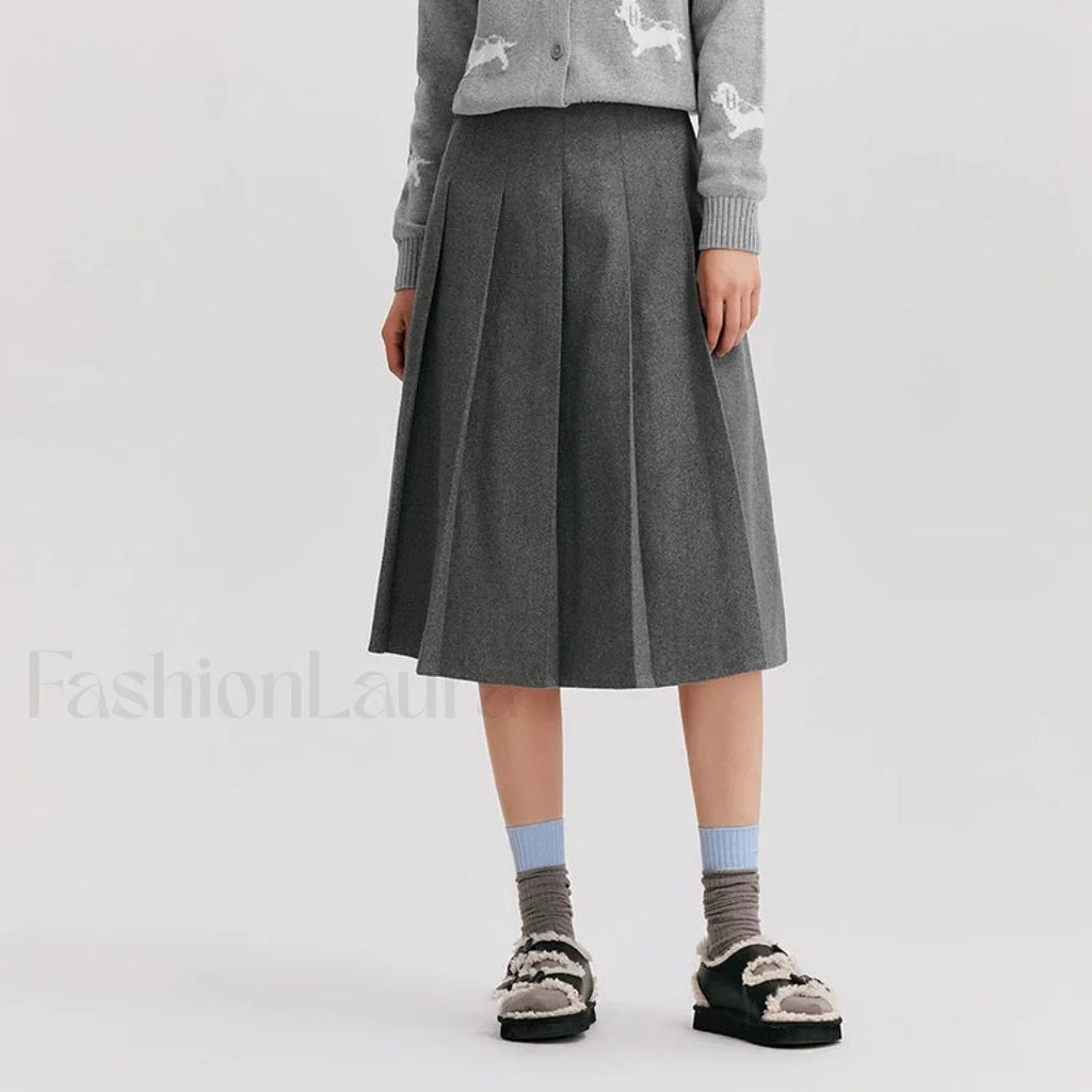 Woolen A-line Versatile Skirt