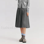 Woolen Pleated A-Line Skirt