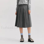Woolen Pleated A-Line Skirt