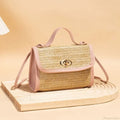 Woven Messenger Straw Travel Tote Handbag