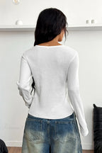 Y2K Button Accent Slim Long Sleeve Tee