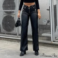 Y2K Fashion Leather High Waist Sexy Zipper Slim Streetwear Winter Pants
