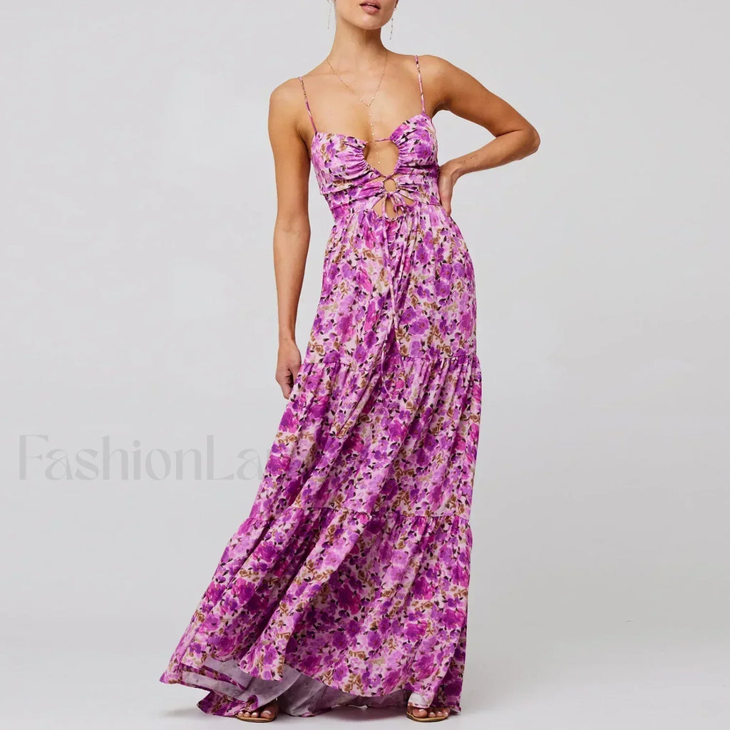 Floral Bodycon Spaghetti Maxi Dress