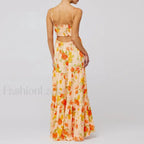 Floral Bodycon Spaghetti Maxi Dress