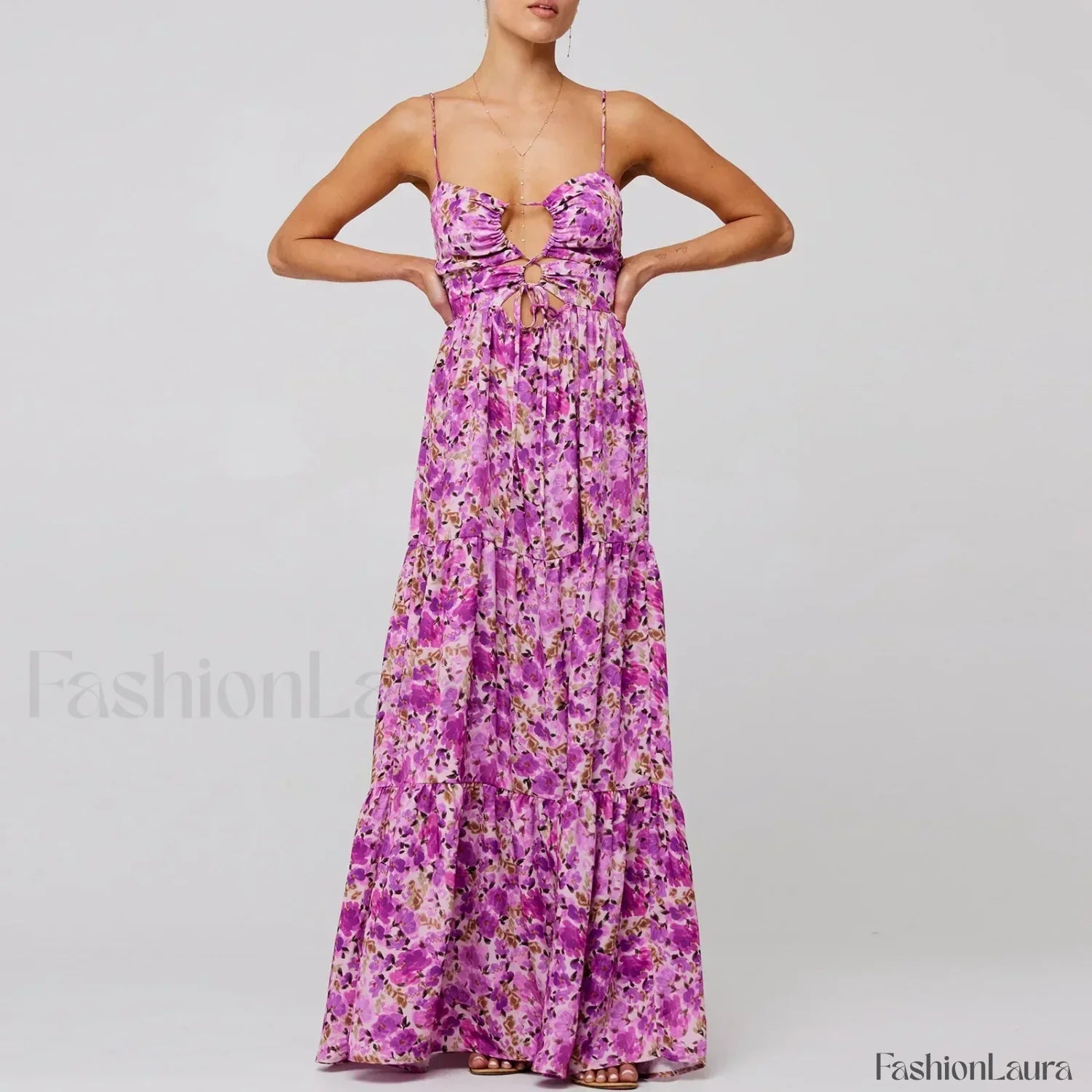 Floral Bodycon Spaghetti Maxi Dress