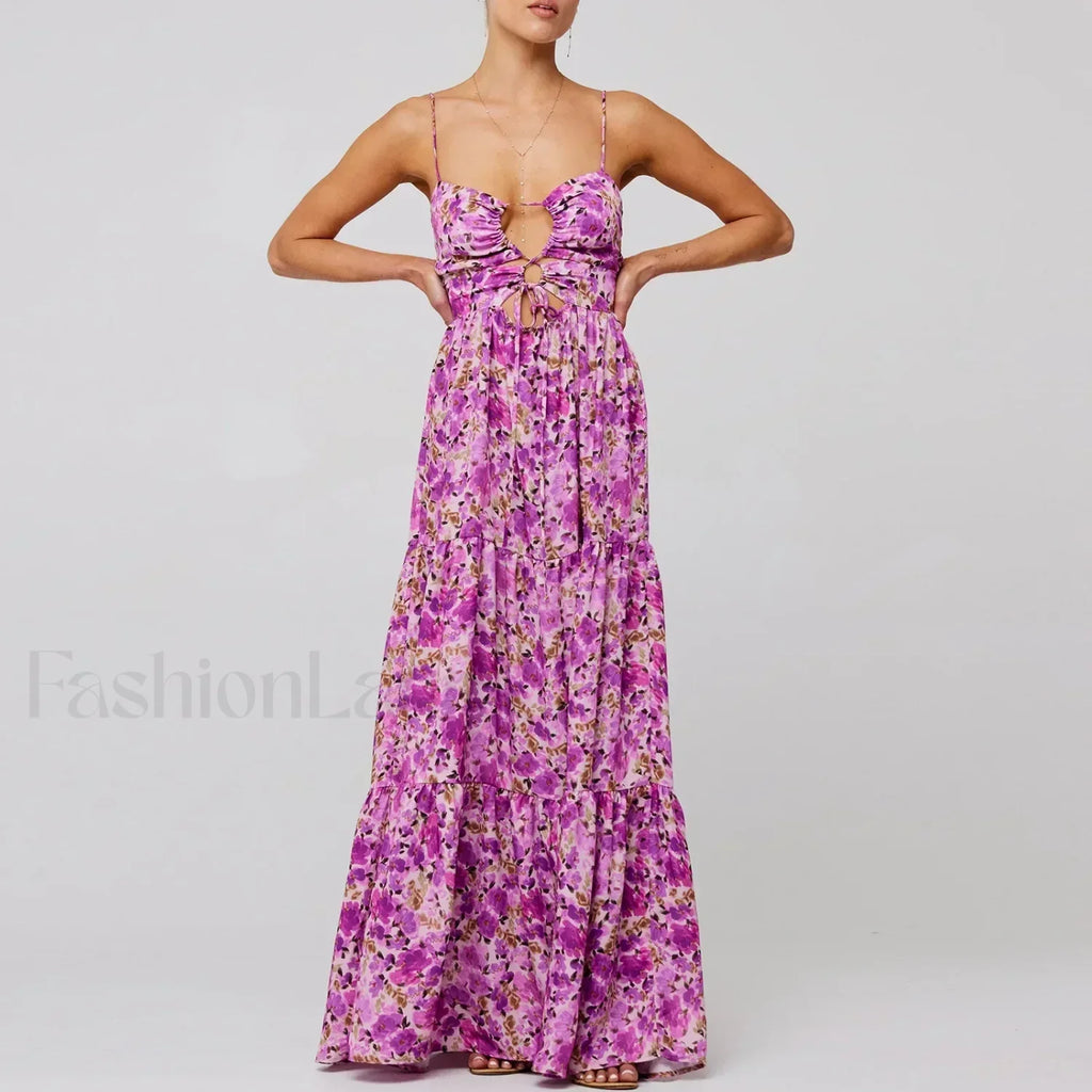 Floral Bodycon Spaghetti Maxi Dress