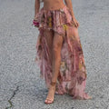 Y2K Floral Printed Low Waist Lace Holiday Skirt
