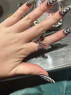Y2K Gothic Animal Spider Crimson Crystal Ring