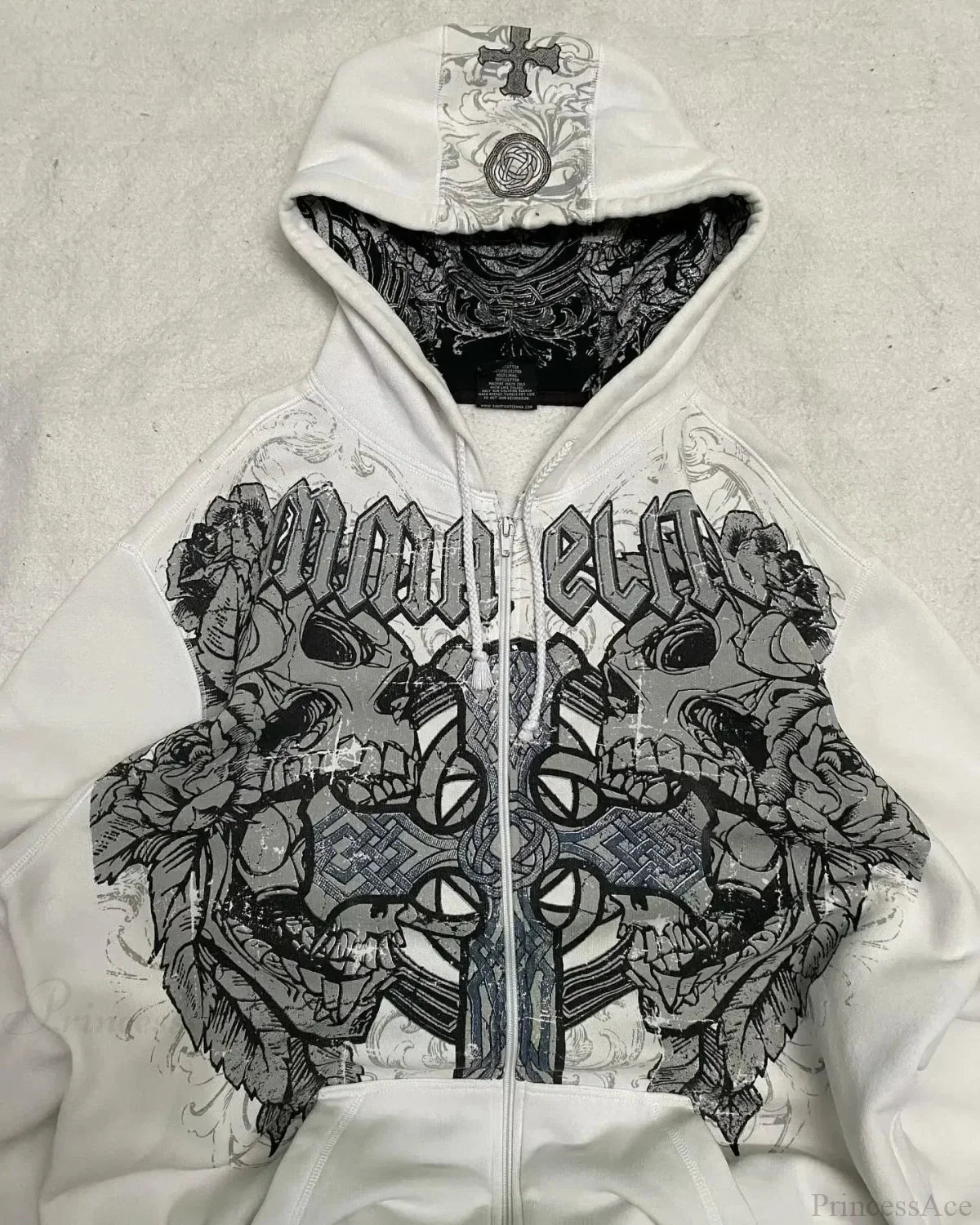 Y2K Gothic Skull Zipper Hoodie
