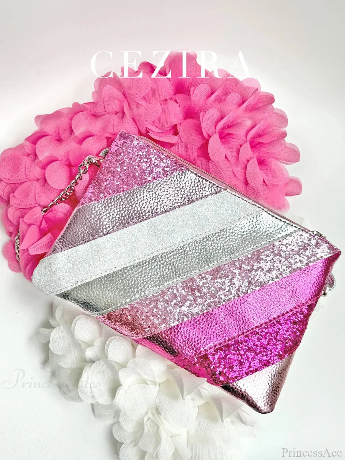 Y2K Metallic PU Leather Patchwork Wristlet