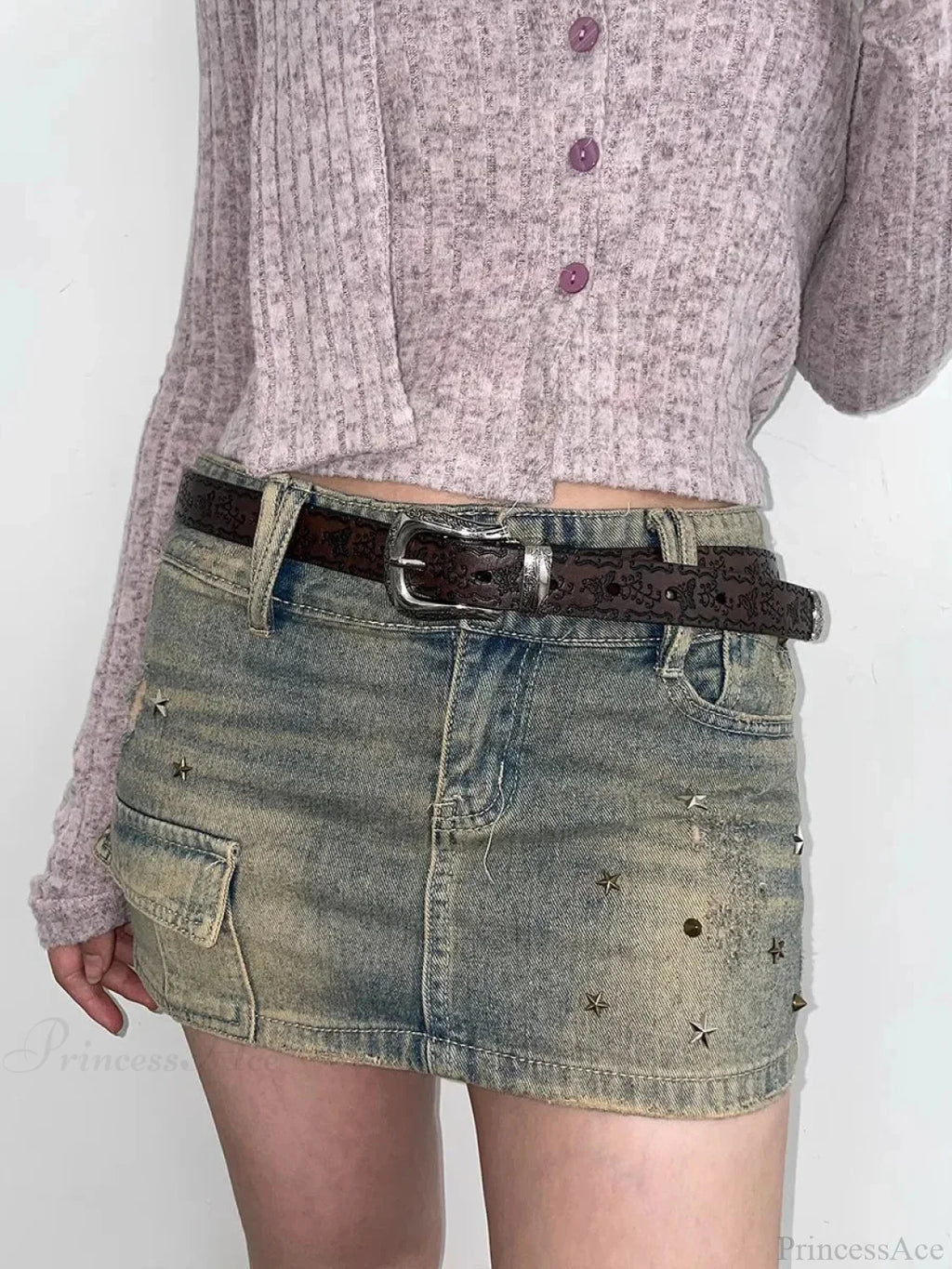 Y2K Mysterious Ivory Jeans Waist Strap