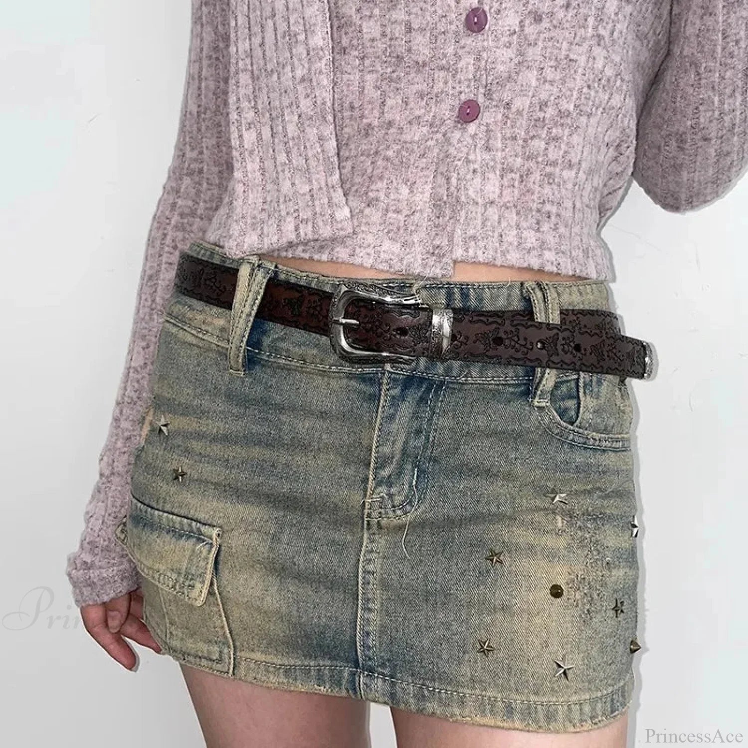 Y2K Mysterious Ivory Jeans Waist Strap