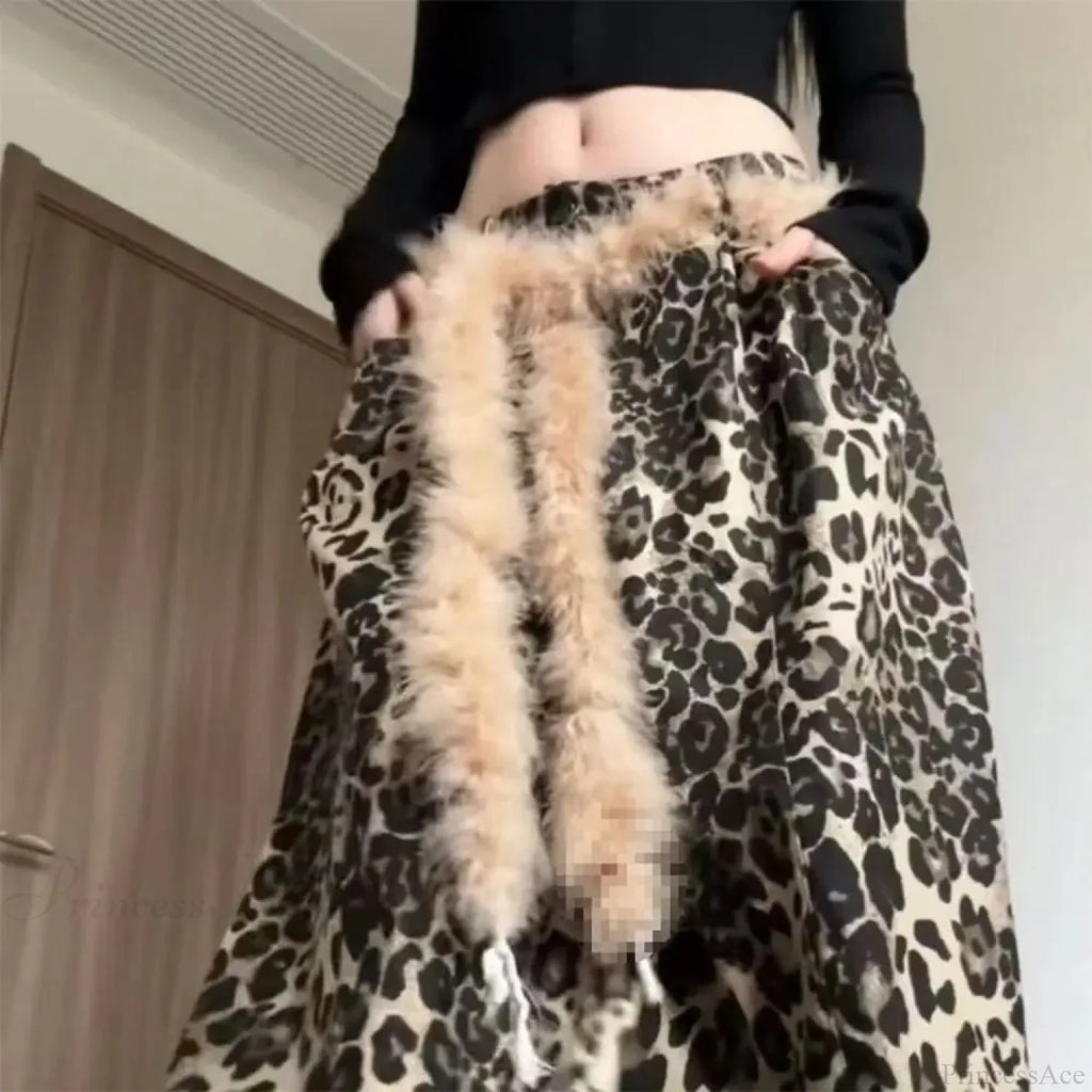 Y2K Mysterious Rebellious Furry Plush Waist Chain Belt